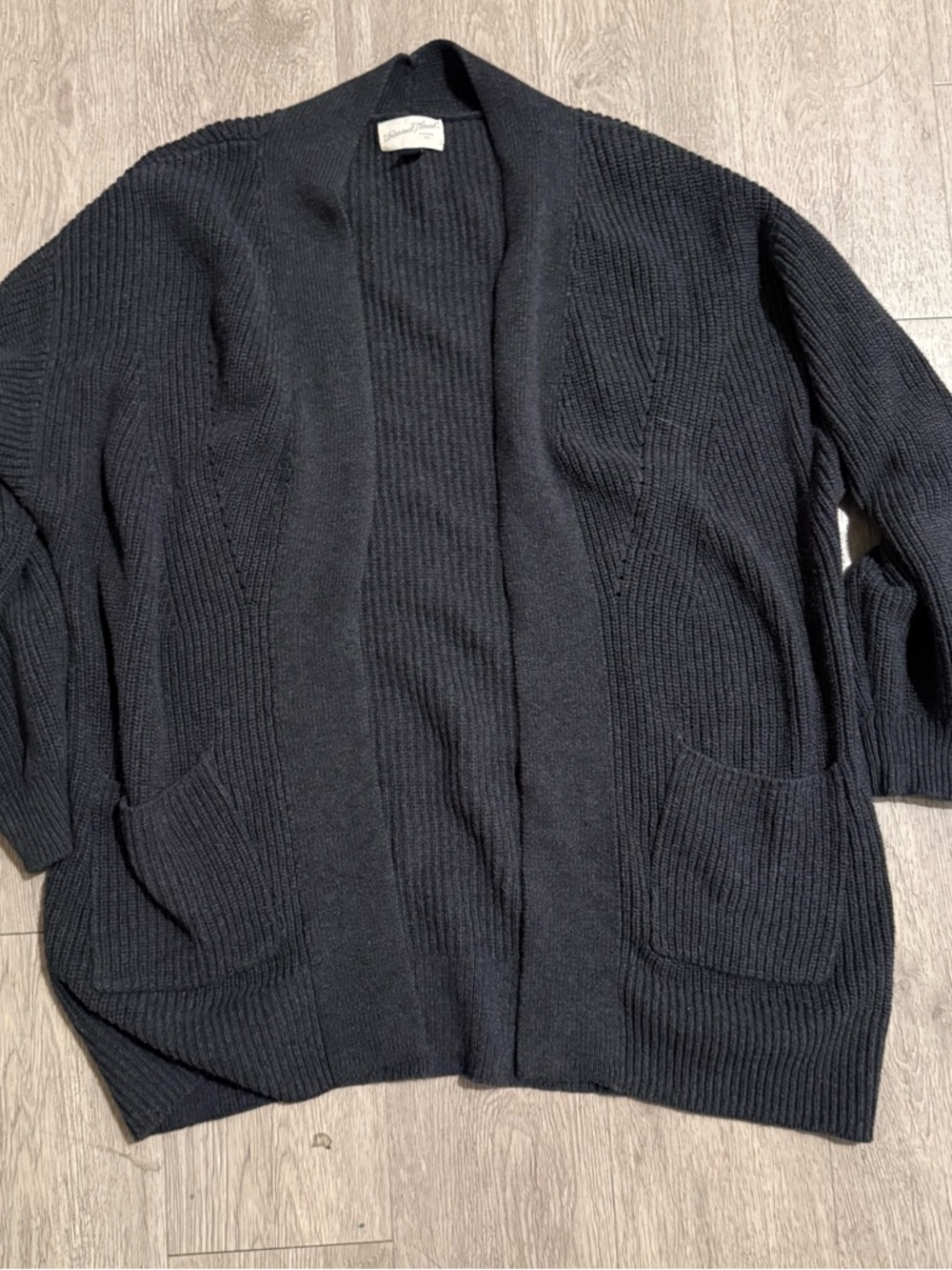 Universal Thread Dark Gray Ribbed Knit Cardigan